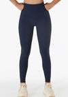 Blue Ribbed High Rise Contouring Lifting Fitness Leggings