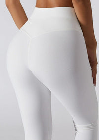 Back view of Ribbed High Rise Contouring Lifting Fitness Leggings