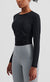 Side view of Stretchy Ruched Long Sleeve Active Shirt