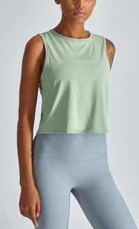 High Neck Cropped Boxy Lightweight Tank  for late summer wear