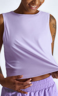 Close up picture of High Neck Cropped Boxy Lightweight Tank 