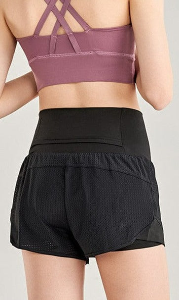 Breathable Lined Active Shorts-black