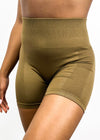 Olive High Waist Side Mesh Active Shorts