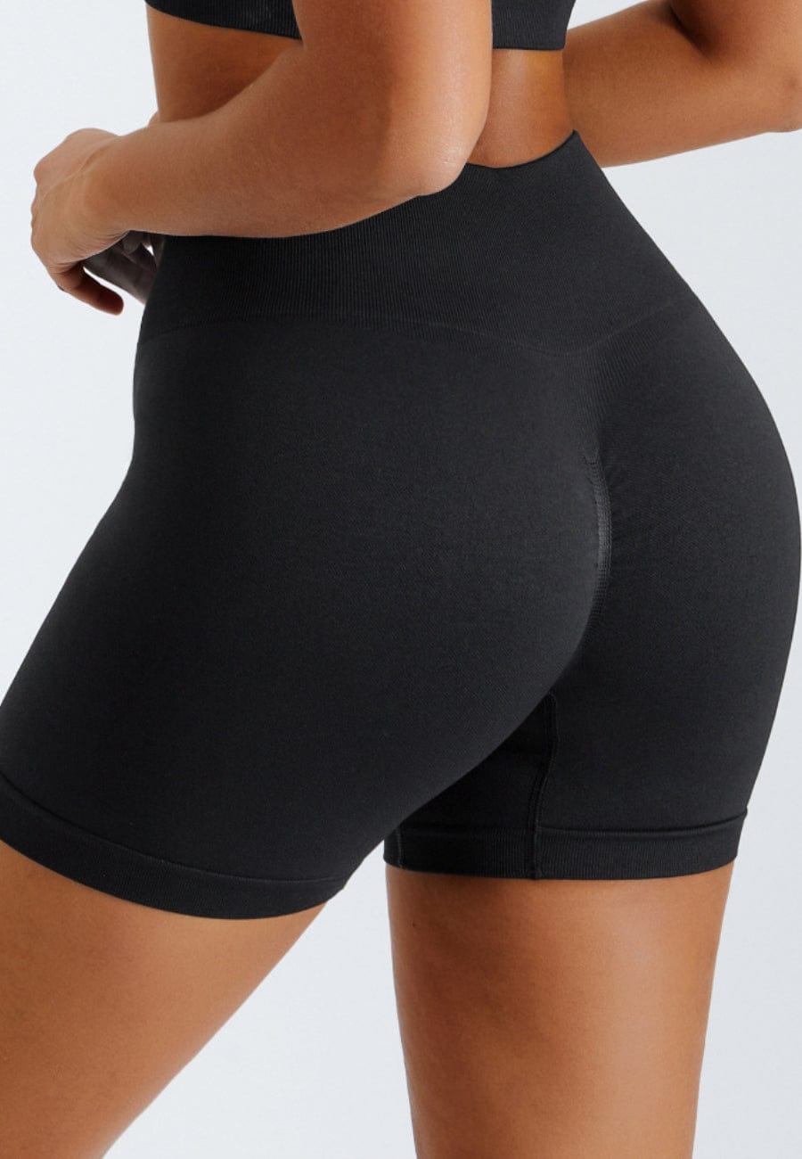 Back of Biker High Rise Workout Shorts-black