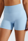 Biker High Rise Workout Shorts-light blue