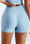 Biker High Rise Workout Shorts-light blue