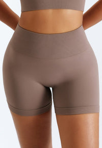 Biker High Rise Workout Shorts-beige