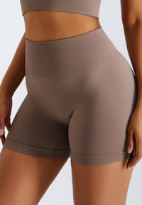 Biker High Rise Workout Shorts-beige