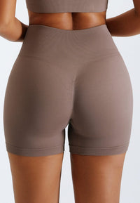 Biker High Rise Workout Shorts-beige