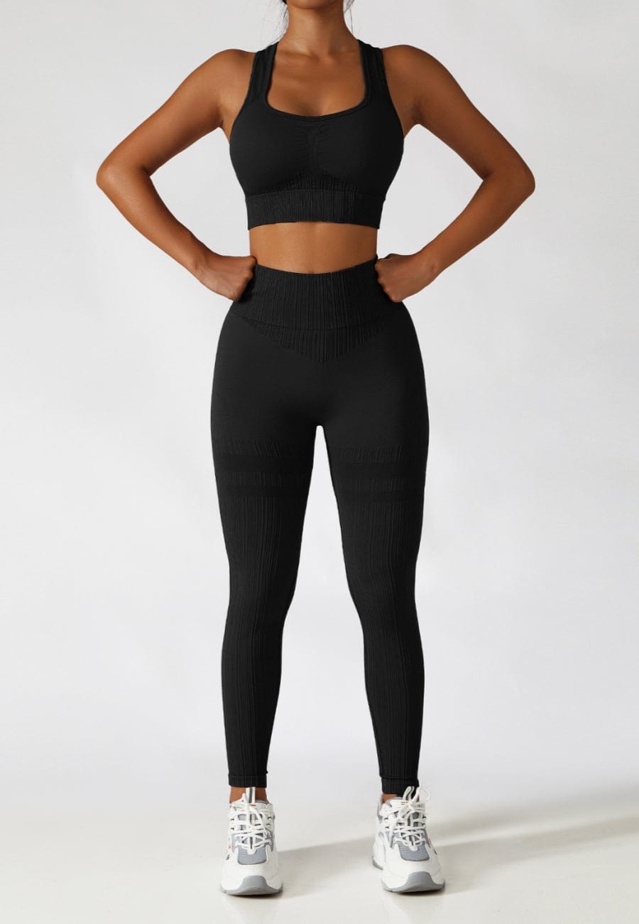 Black Racerback Sports Bra &amp; Sculpting High Waist Leggings Se