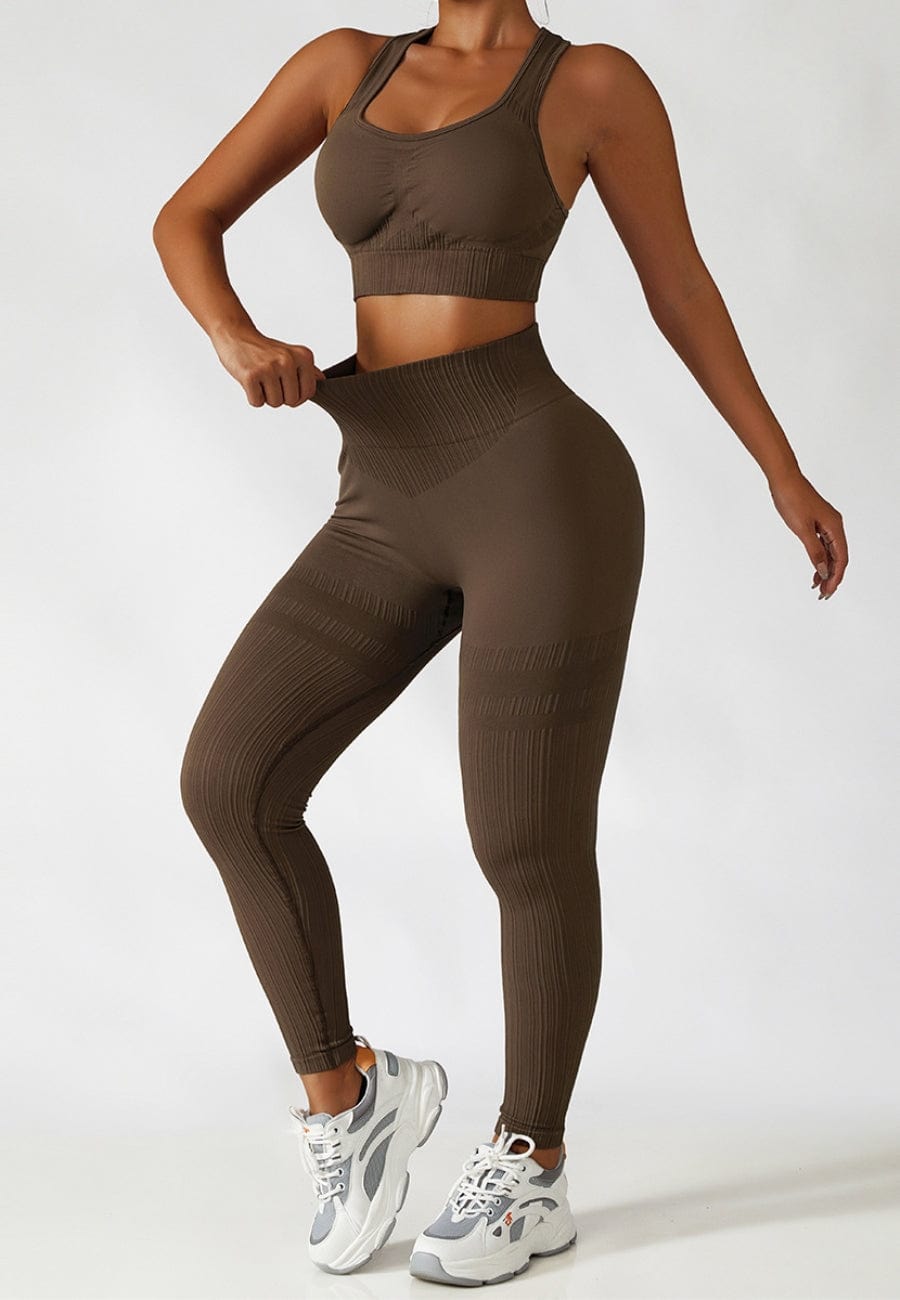 Racerback Sports Bra &amp; Sculpting High Waist Leggings Set by Anna-Kaci