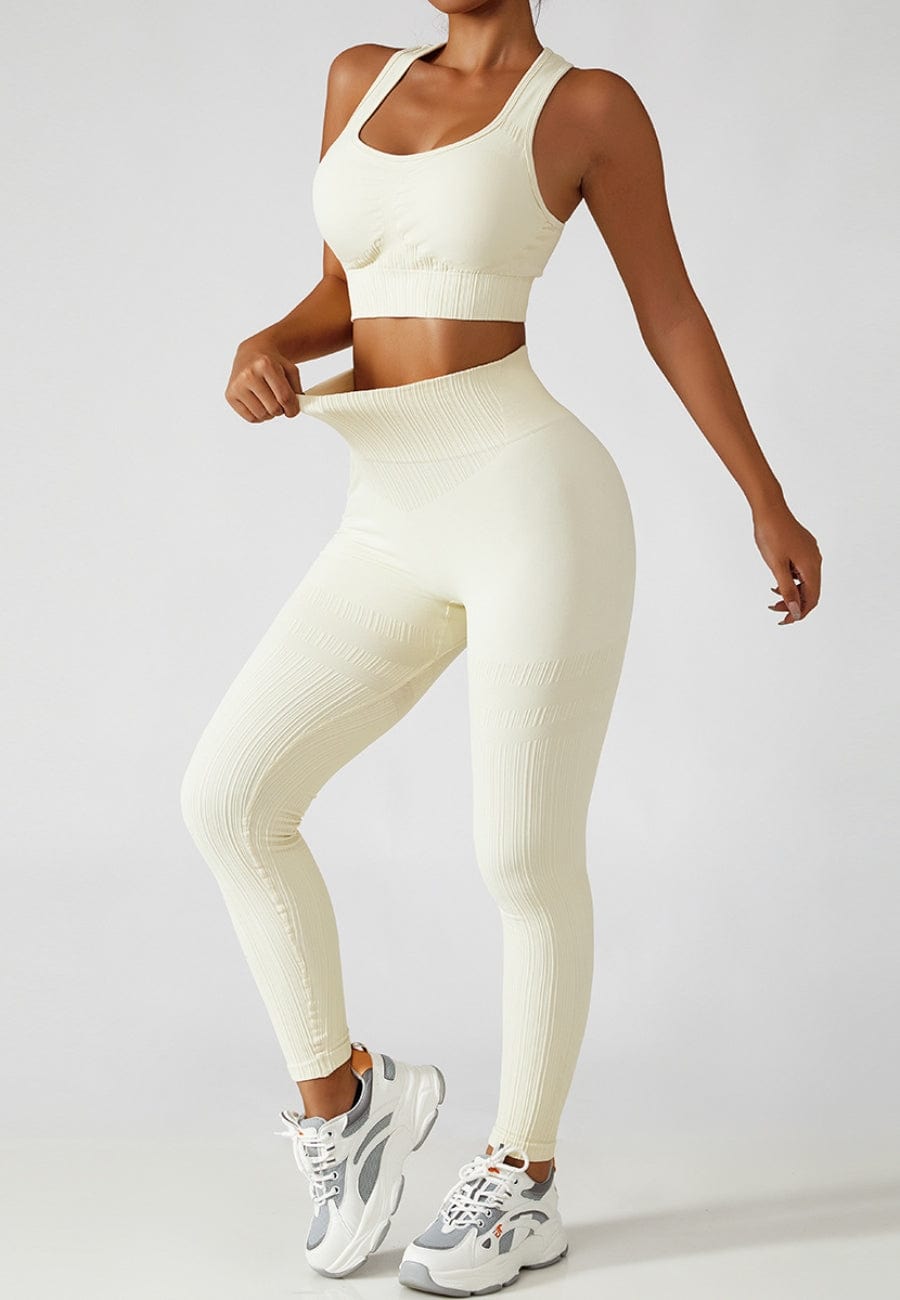 Racerback Sports Bra &amp; Sculpting High Waist Leggings Set by Anna-Kaci