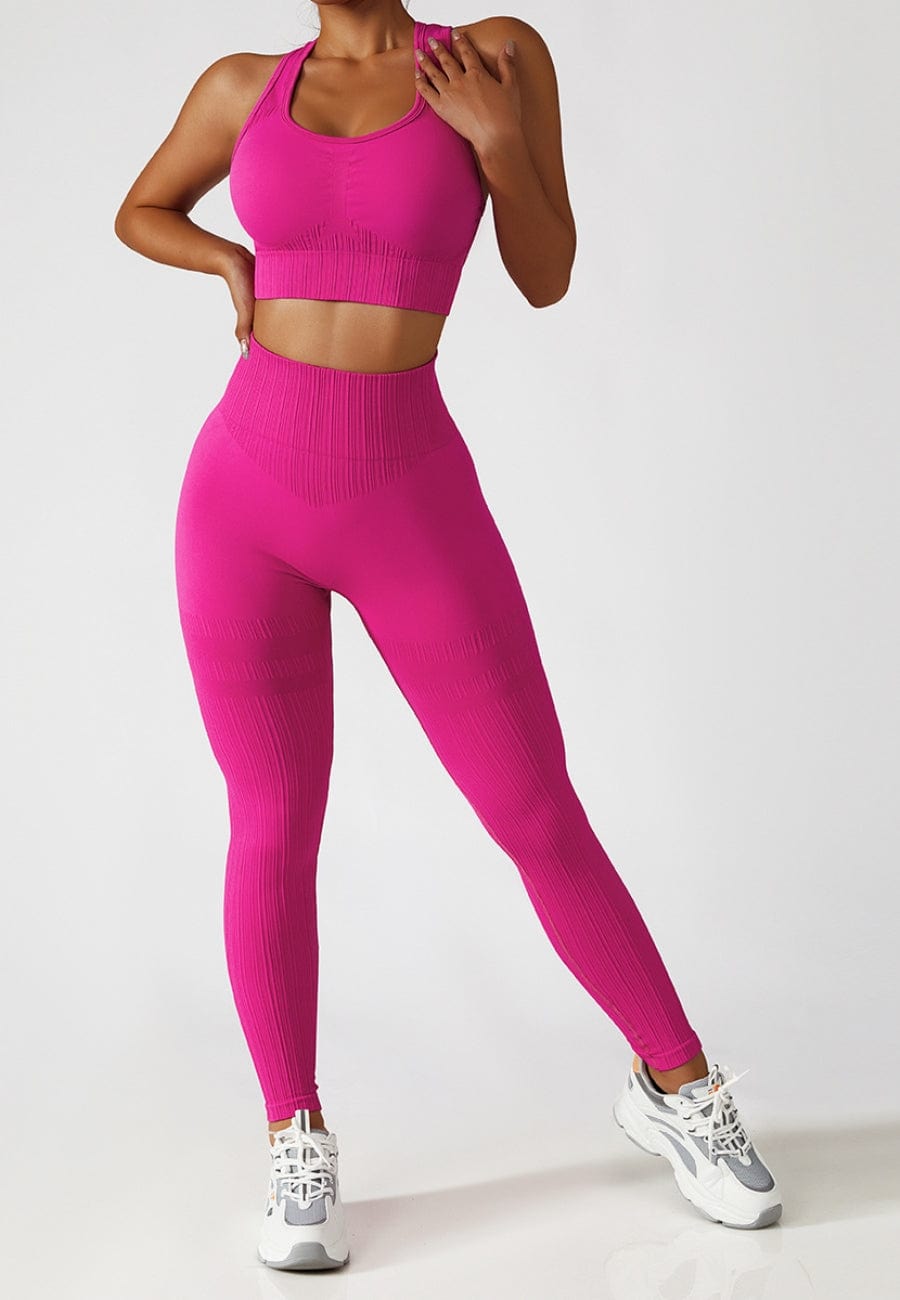 Racerback Sports Bra &amp; Sculpting High Waist Leggings Set by Anna-Kaci