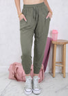 Green Drawstring Waist Pleated Detail Jogger