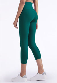 High Waist Cropped Leggings in green