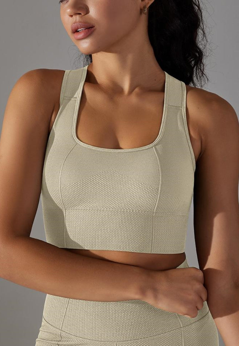 Front view of Textured Racerback Sports Bra 