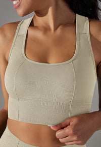 Close up view of Textured Racerback Sports Bra 