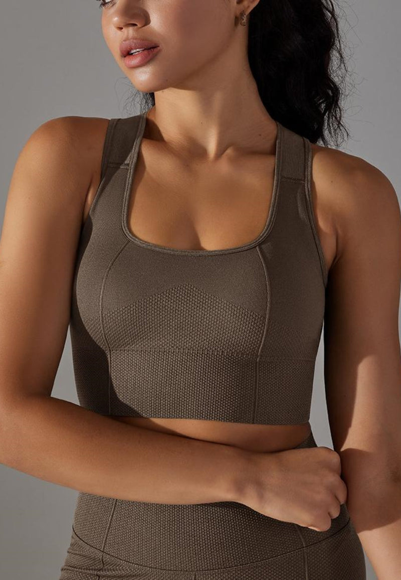 Textured Racerback Sports Bra by Anna-Kaci