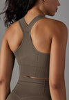 Textured Racerback Sports Bra by Anna-Kaci