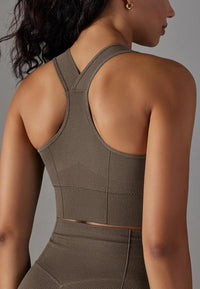 Textured Racerback Sports Bra by Anna-Kaci