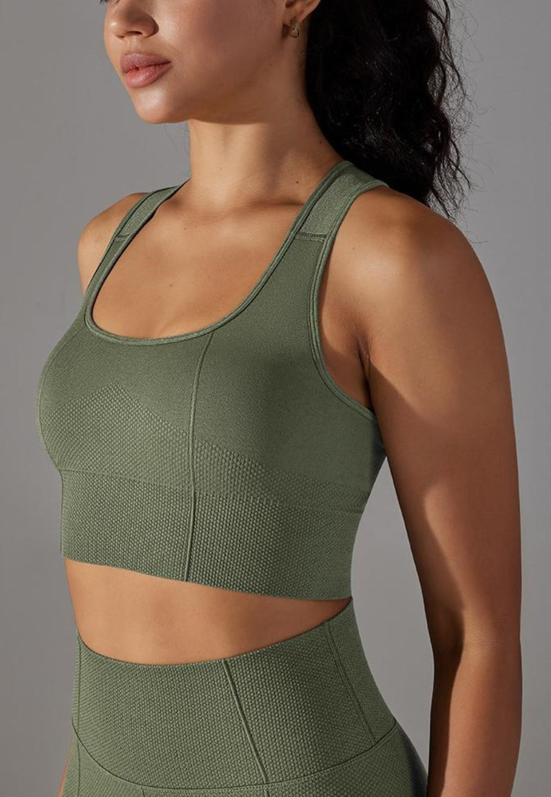 Textured Racerback Sports Bra by Anna-Kaci