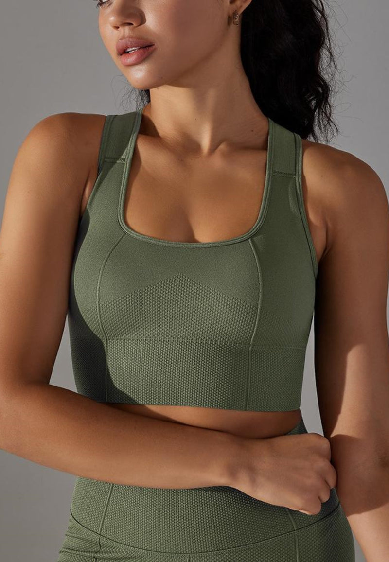 Textured Racerback Sports Bra by Anna-Kaci