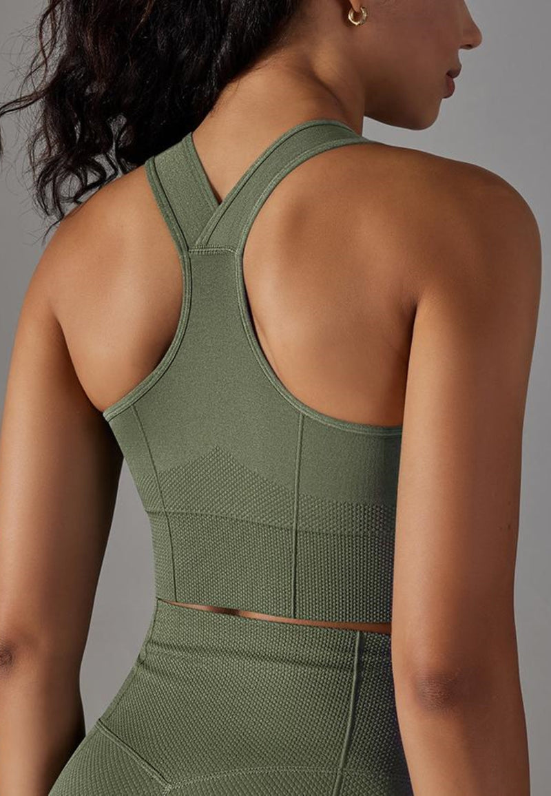 Textured Racerback Sports Bra by Anna-Kaci