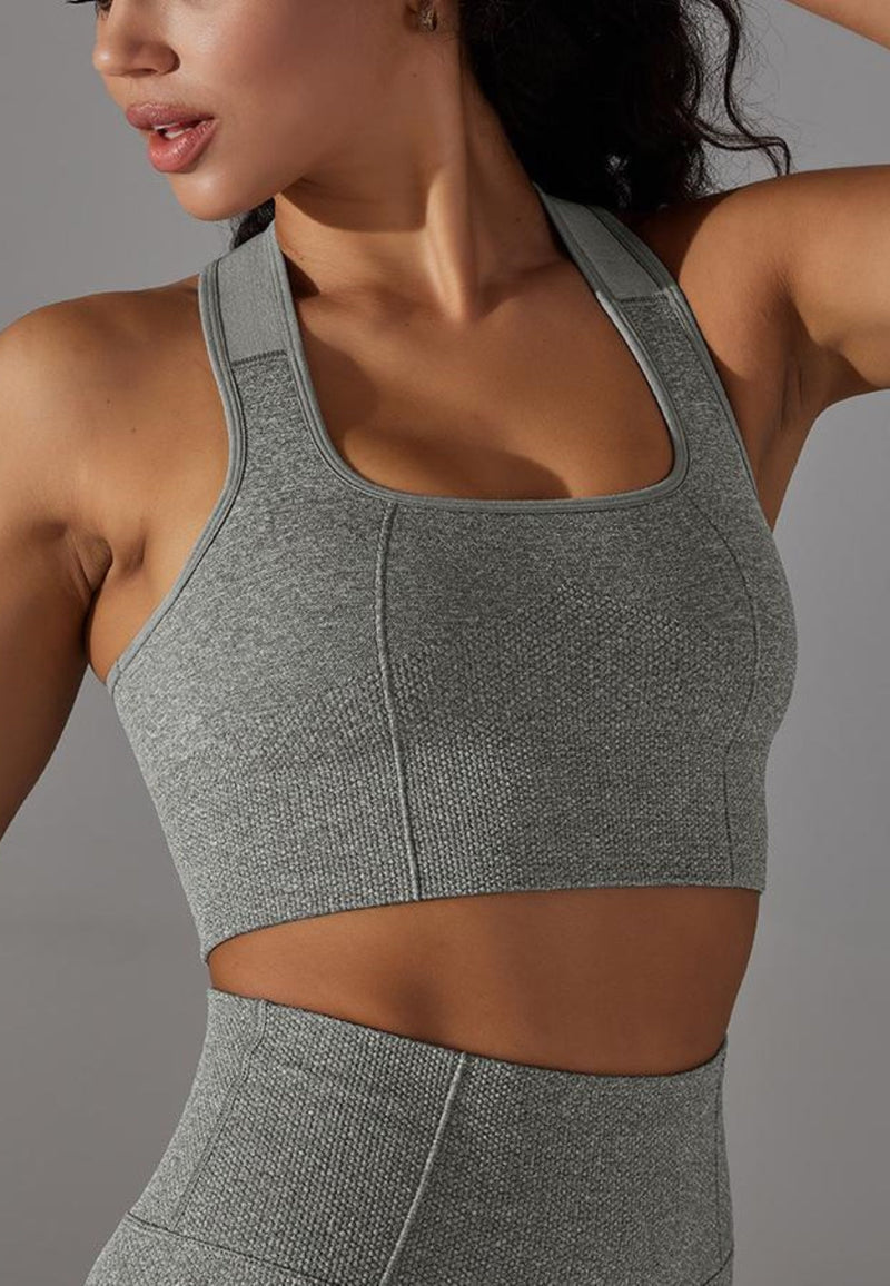 Textured Racerback Sports Bra by Anna-Kaci