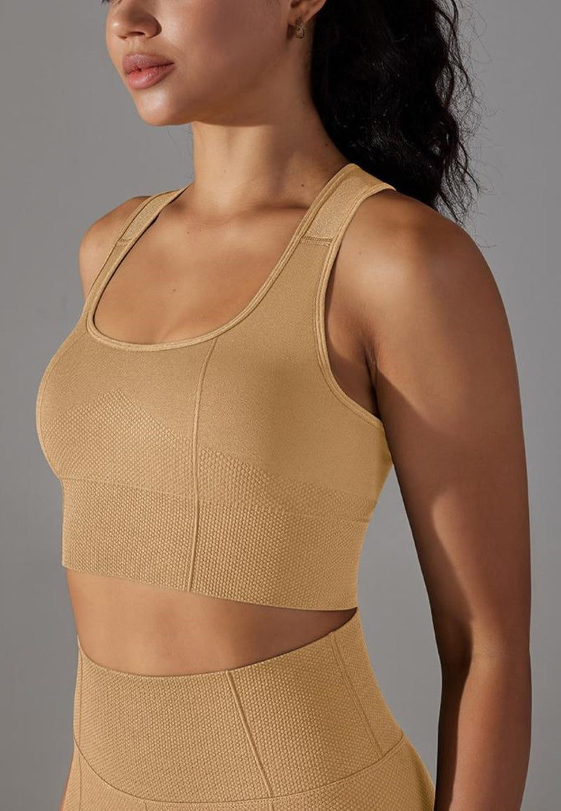 Textured Racerback Sports Bra by Anna-Kaci