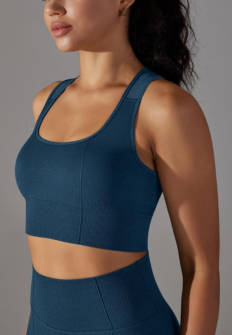 Textured Racerback Sports Bra by Anna-Kaci