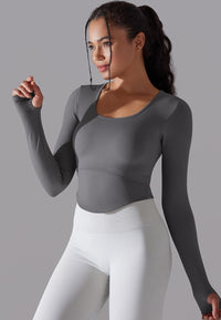 Cutout Back Curved Hem Sports Top 