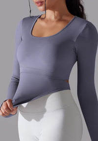 Cutout Back Curved Hem Sports Top by Anna-Kaci