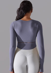 Cutout Back Curved Hem Sports Top by Anna-Kaci