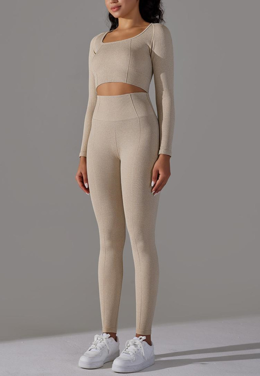 Beige Long Sleeve Activewear Set