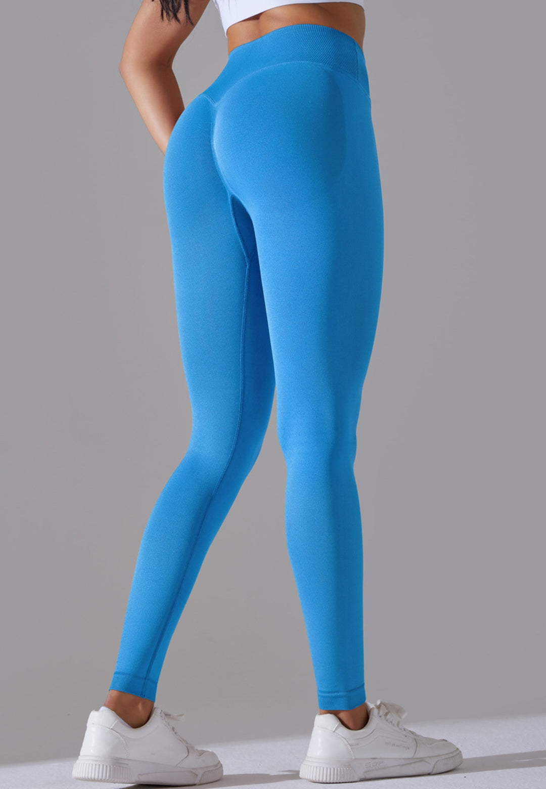 Right side view of Ribbed V-Waist Activewear Leggings