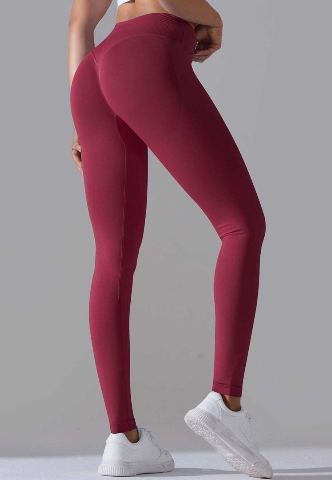 Ribbed V-Waist Activewear Leggings by Anna-Kaci