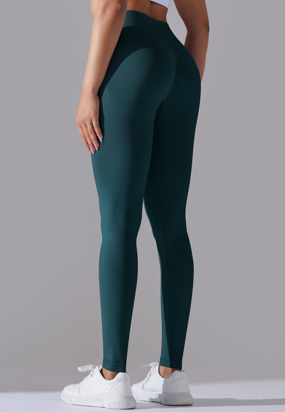 Ribbed V-Waist Activewear Leggings by Anna-Kaci