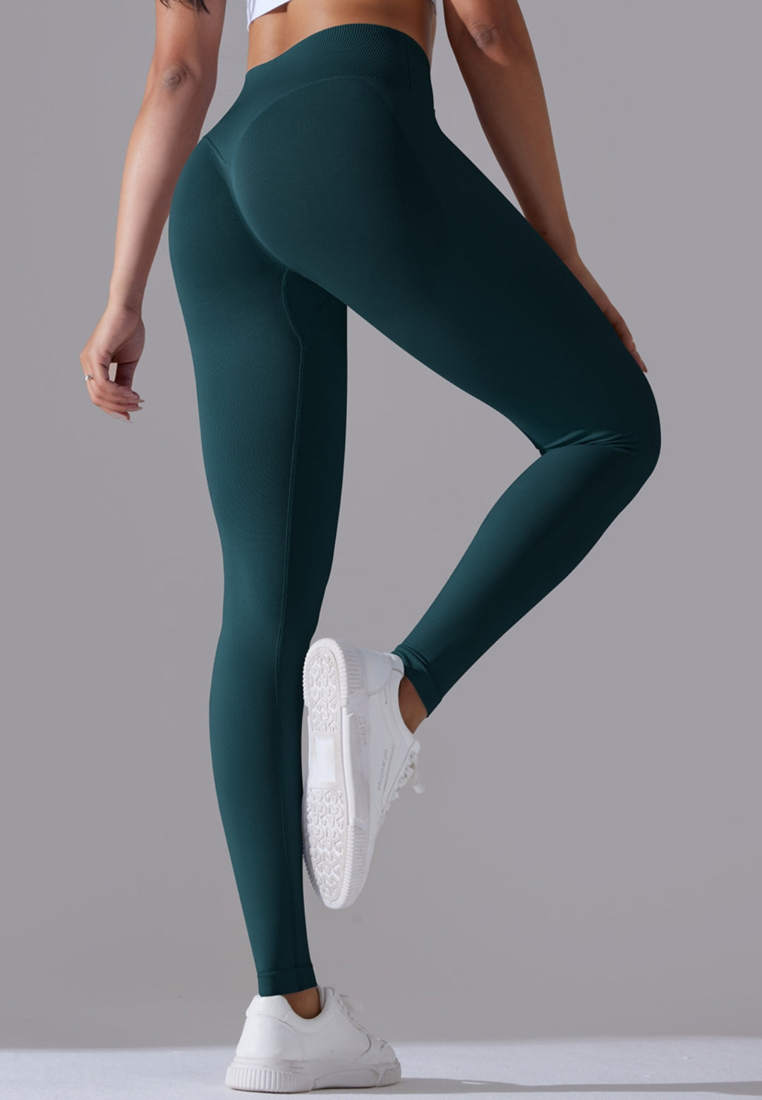 Ribbed V-Waist Activewear Leggings by Anna-Kaci