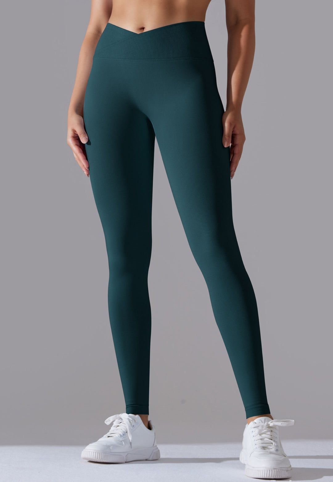 Ribbed V-Waist Activewear Leggings by Anna-Kaci