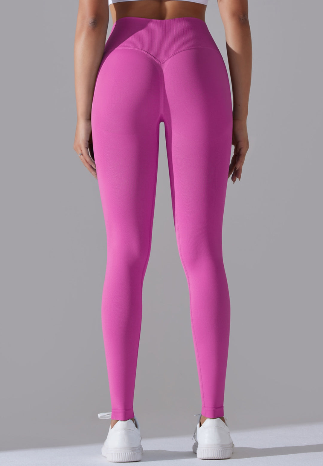 Ribbed V-Waist Activewear Leggings by Anna-Kaci