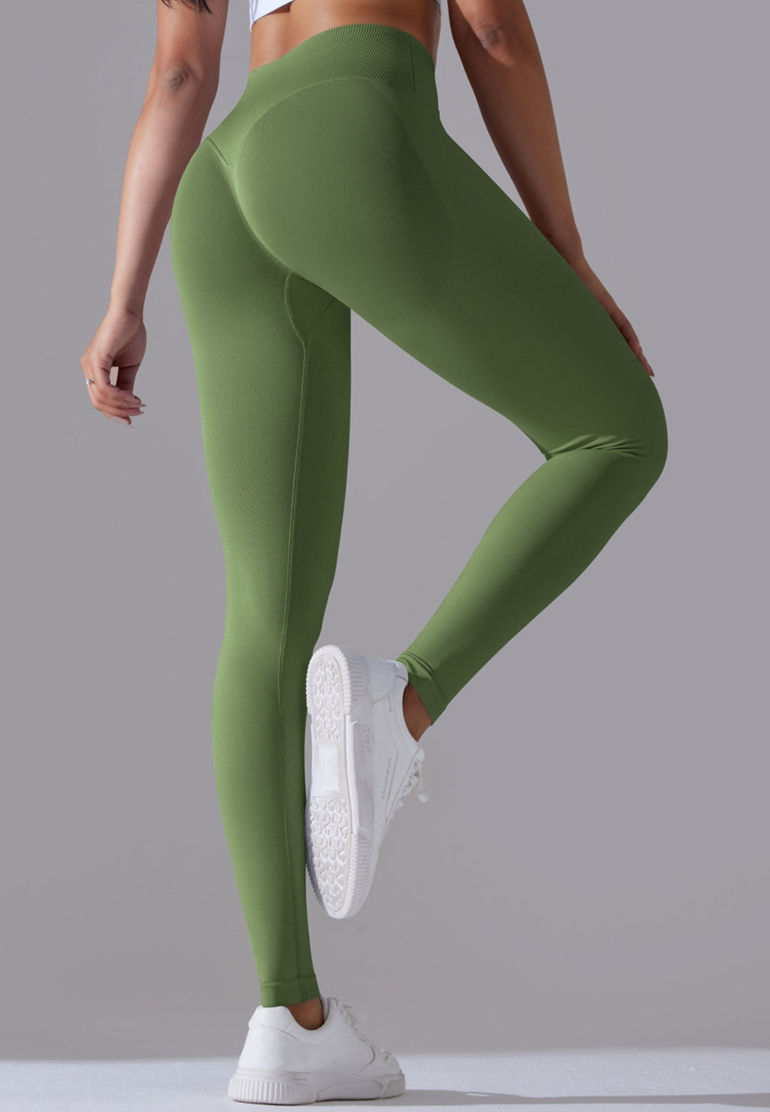 Ribbed V-Waist Activewear Leggings by Anna-Kaci