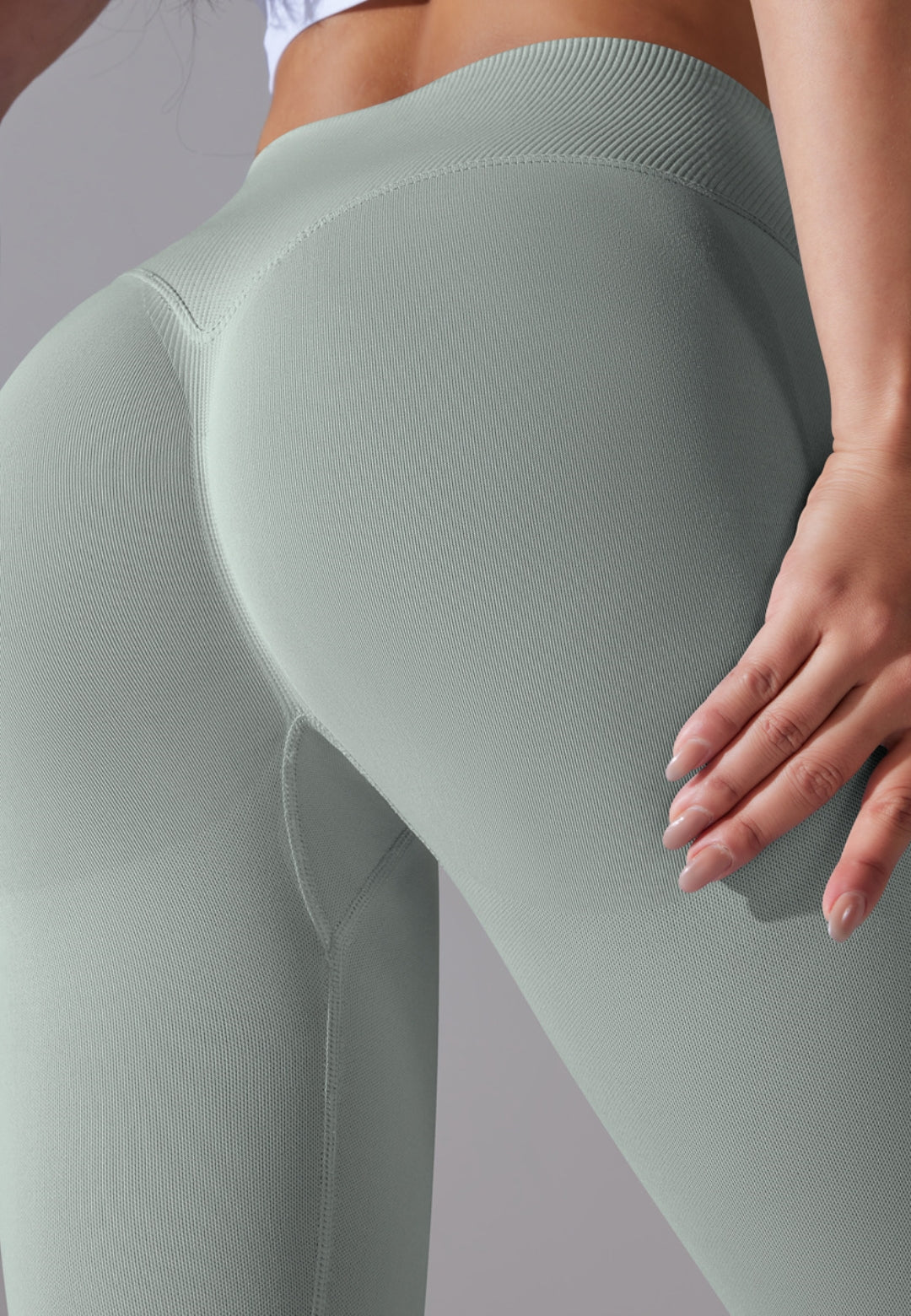 Ribbed V-Waist Activewear Leggings by Anna-Kaci