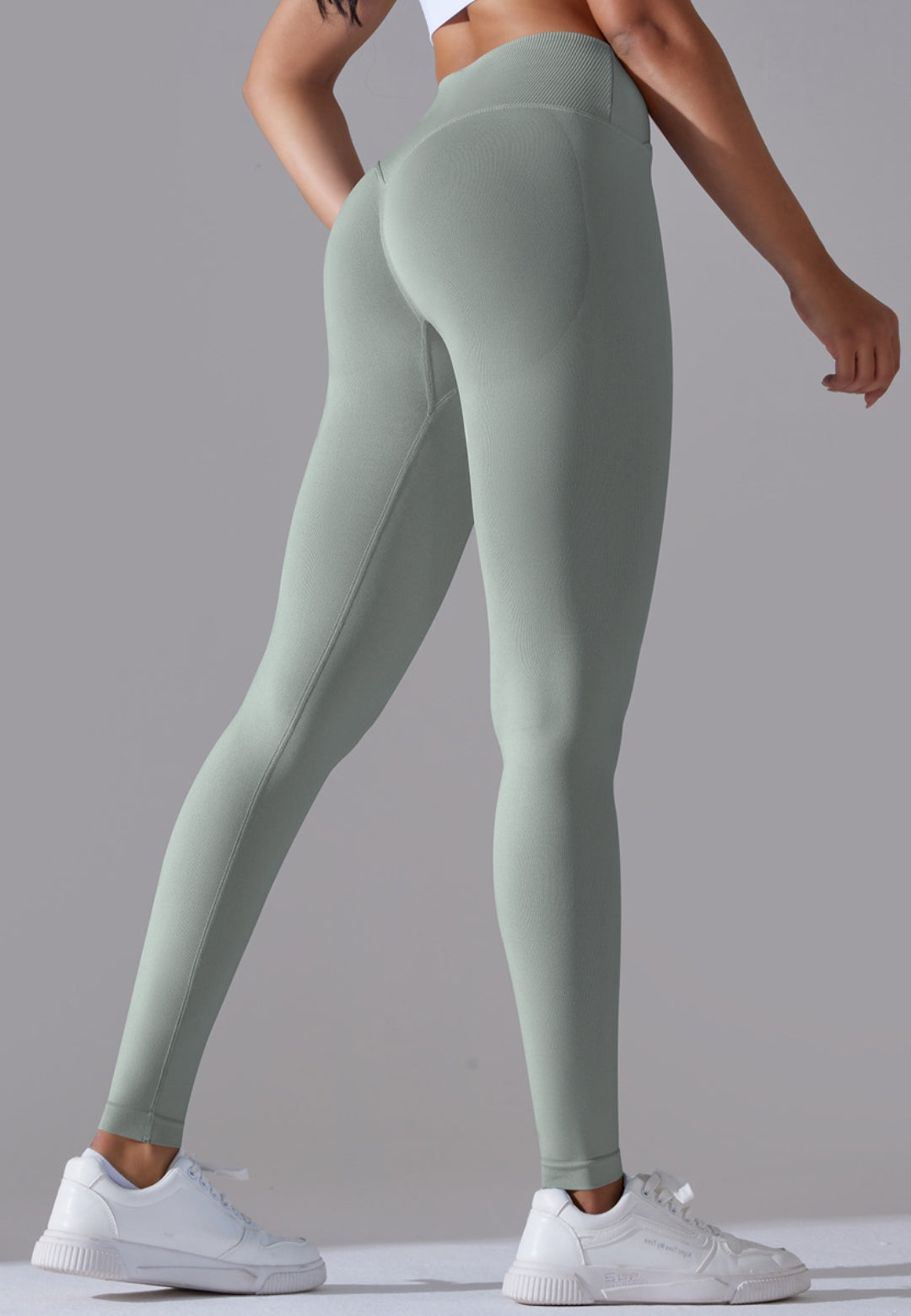 Ribbed V-Waist Activewear Leggings by Anna-Kaci