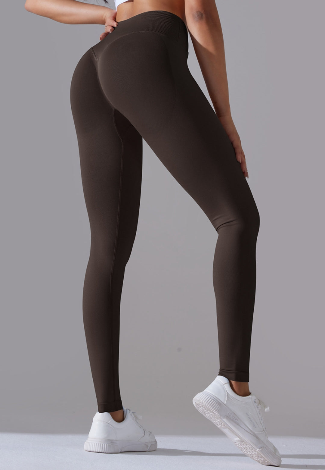 Ribbed V-Waist Activewear Leggings by Anna-Kaci