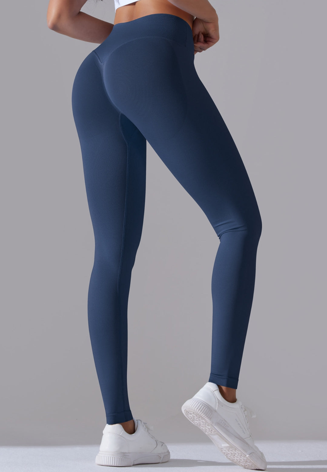 Ribbed V-Waist Activewear Leggings by Anna-Kaci