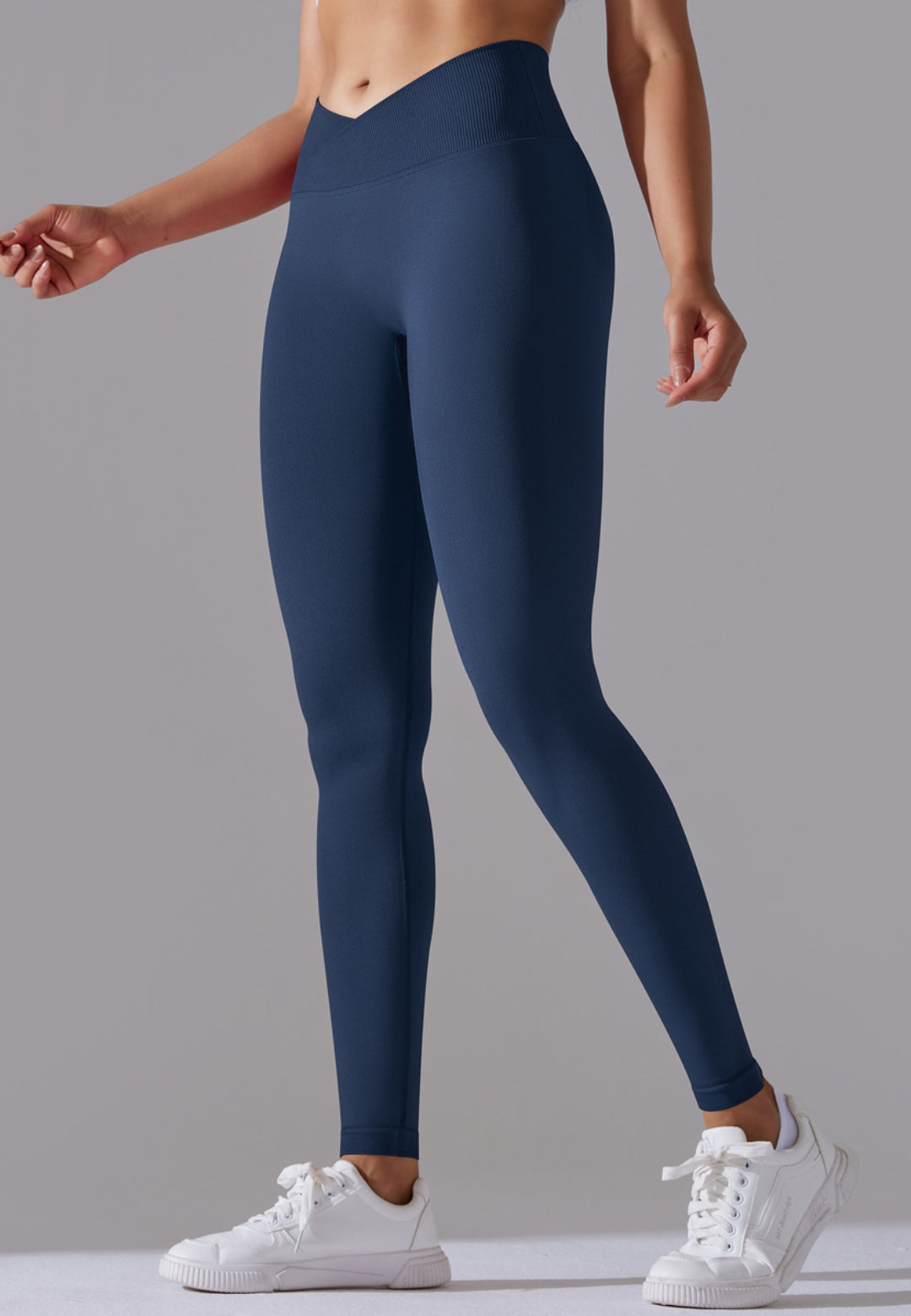 Ribbed V-Waist Activewear Leggings by Anna-Kaci