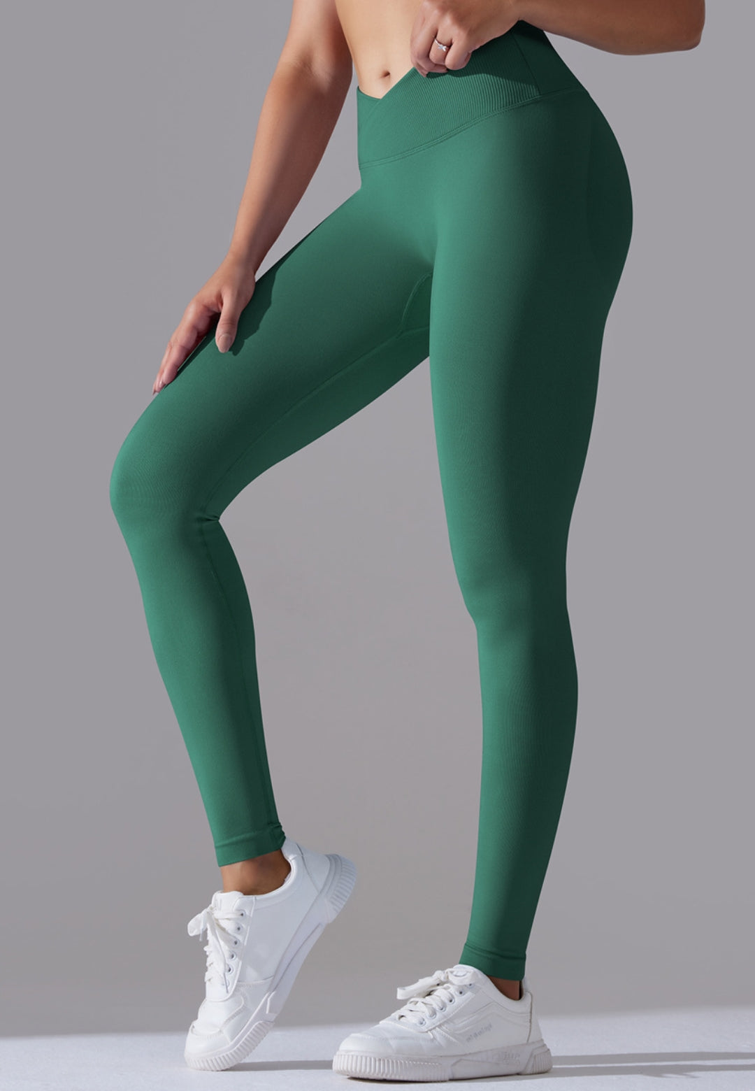 Ribbed V-Waist Activewear Leggings by Anna-Kaci