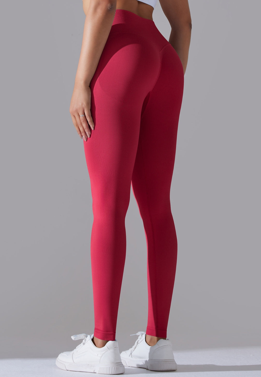 Ribbed V-Waist Activewear Leggings by Anna-Kaci