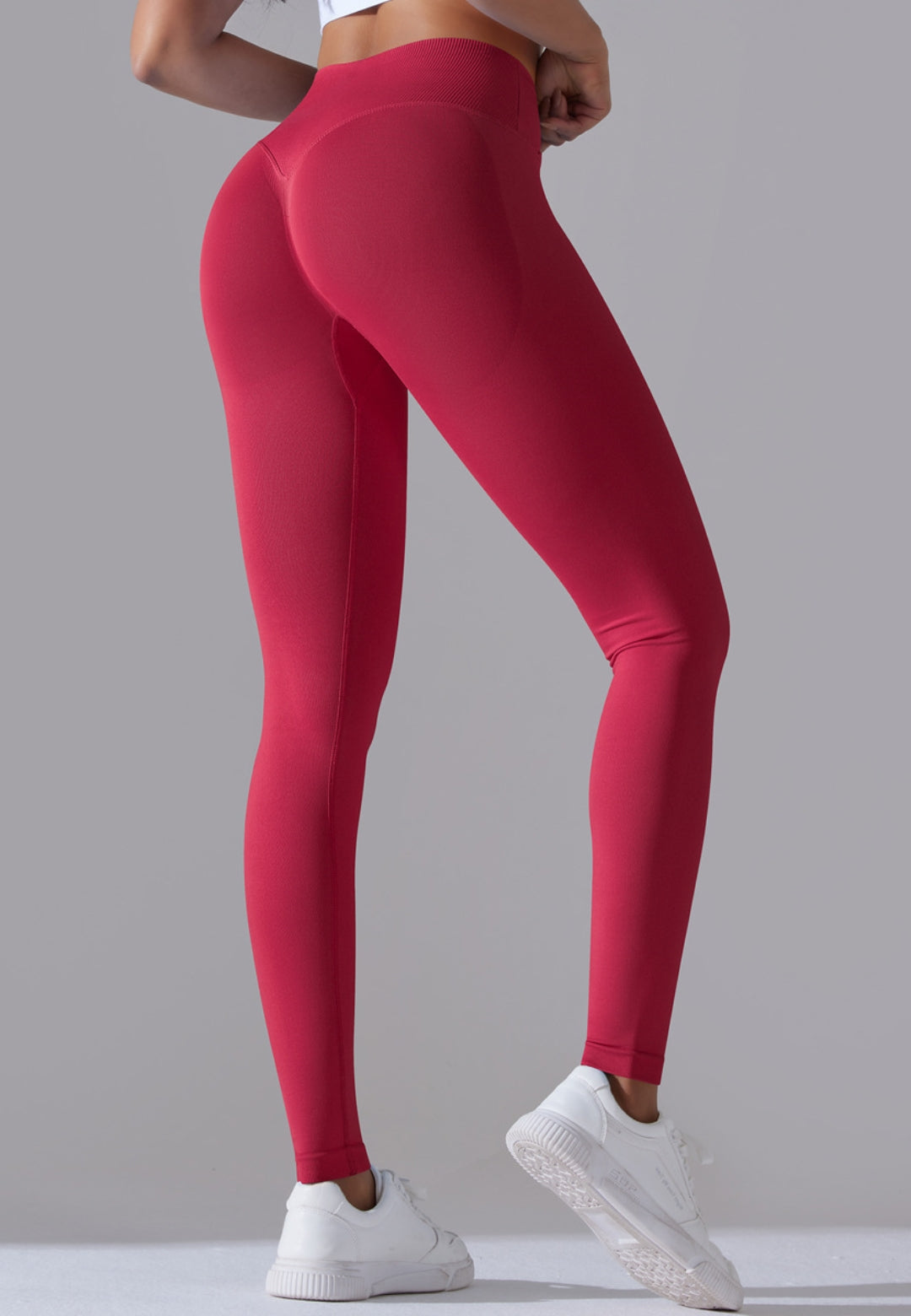 Ribbed V-Waist Activewear Leggings by Anna-Kaci