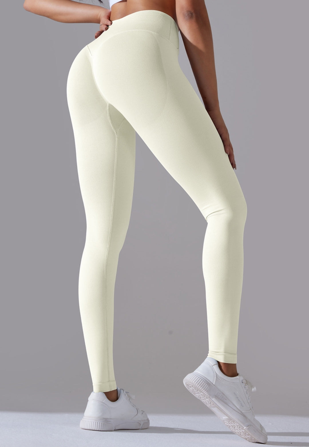 Ribbed V-Waist Activewear Leggings by Anna-Kaci